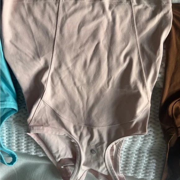 3-Pack lululemon racerback tank tops. Brown, light pink & turquoise. - Picture 6 of 7